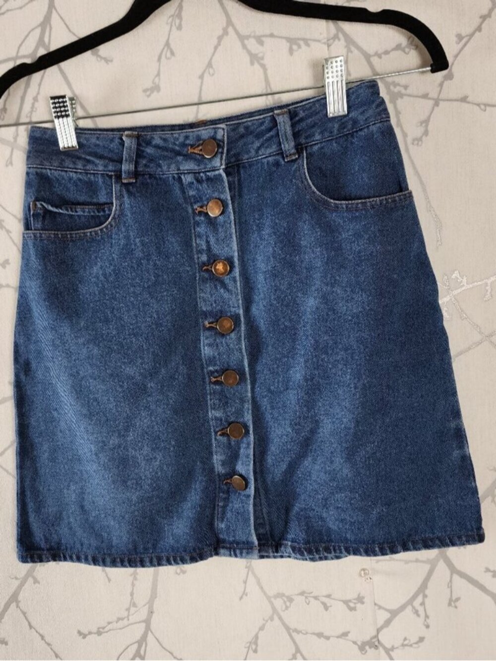 Twik Blue Wash Button Front Denim Mini Skirt